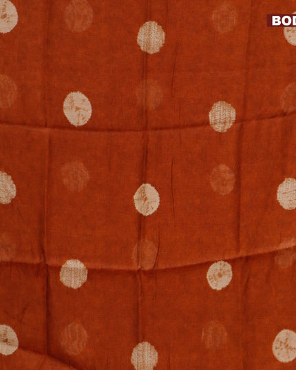 Semi linen saree rust shade and sandal with butta prints and kalamkari printed pallu