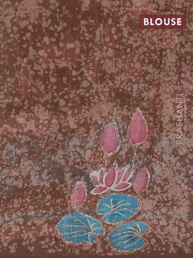 Semi linen saree mild purple with allover prints in borderless style
