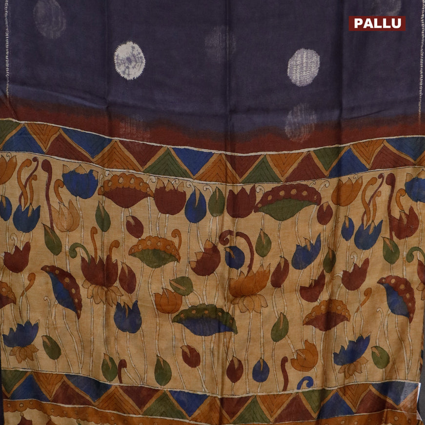 Semi linen saree dary grey and sandal with butta prints and pichwai printed pallu