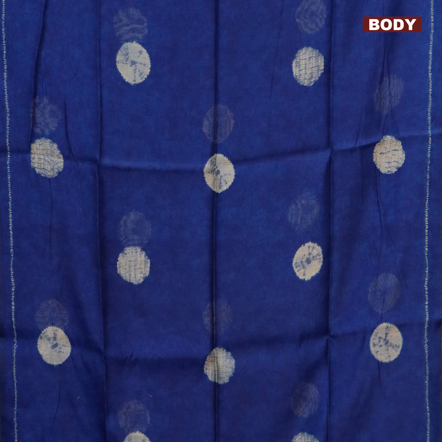 Semi linen saree royal bule and sandal with butta prints and pichwai printed pallu