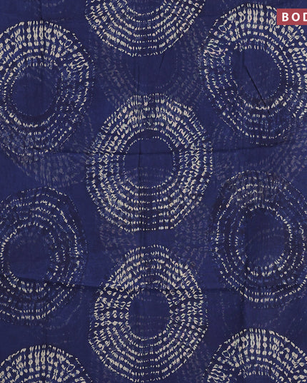 Semi linen saree blue and black with allover shibori prints and ajrakh printed pallu