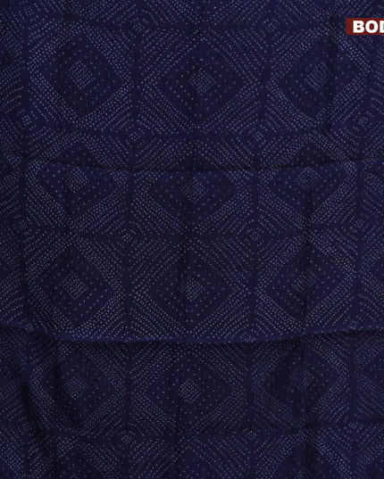 Semi linen saree blue and beige with allover bandhani prints and kalamkari printed pallu