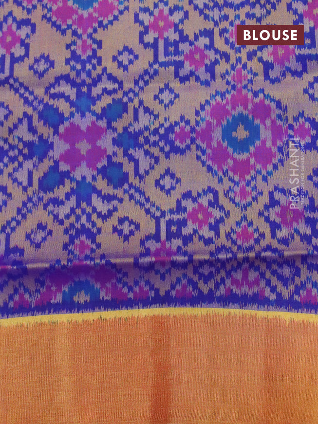 Rajkot patola silk saree blue and maroon with allover ikat butta weaves and zari woven border