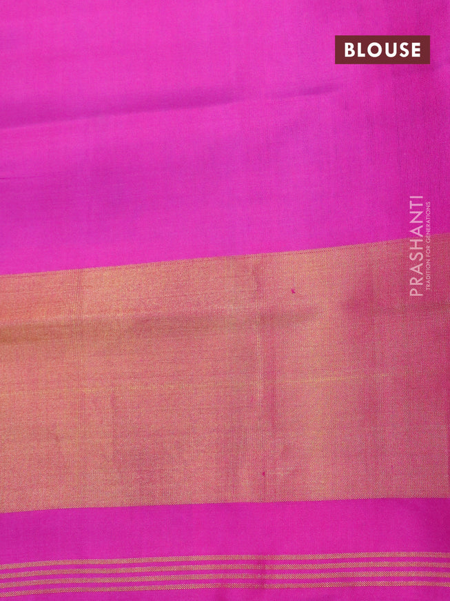 Rajkot patola silk saree cs blue and pink with allover ikat weaves and zari woven border