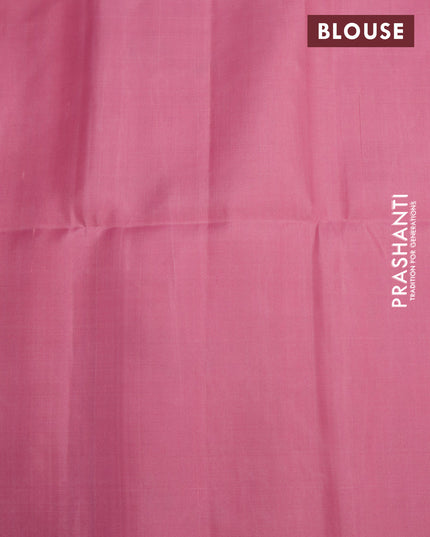 Pure soft silk saree pastel grey and light pink with allover silver & copper zari weaves in borderless style
