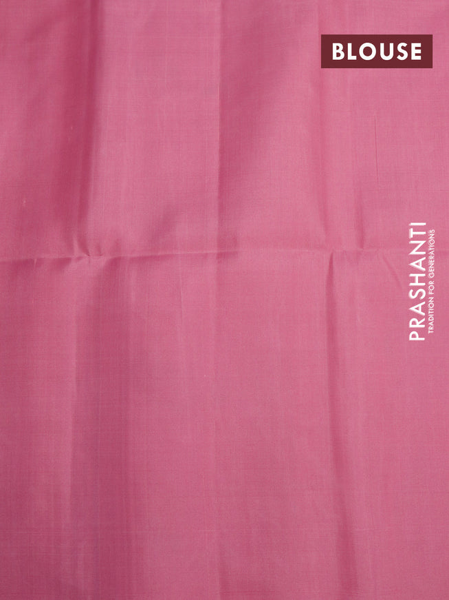Pure soft silk saree pastel grey and light pink with allover silver & copper zari weaves in borderless style