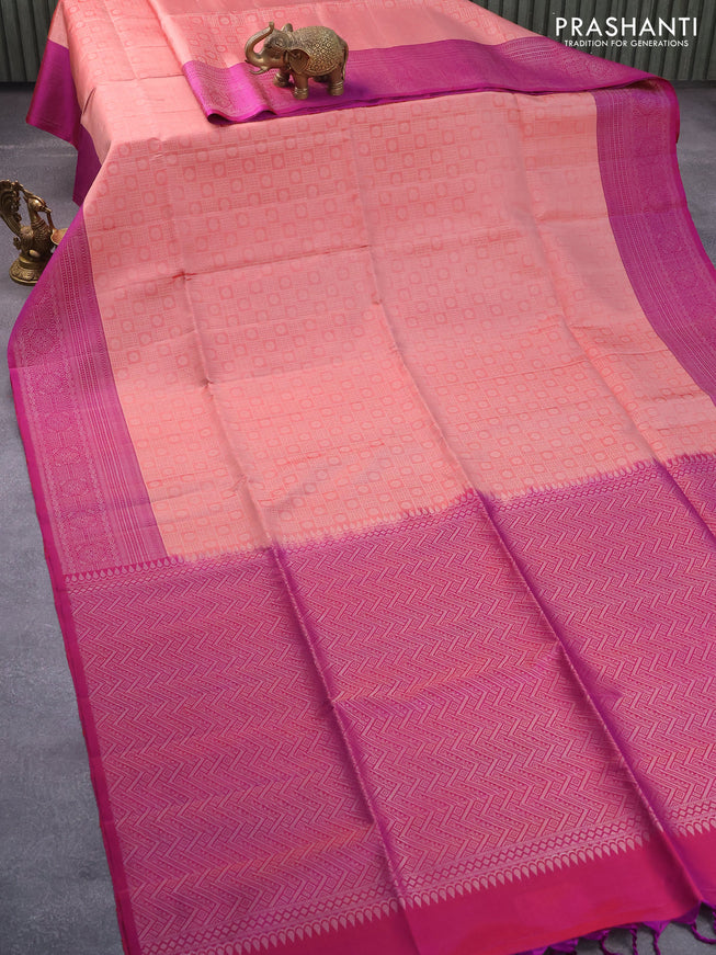 Pure soft silk saree red shade and dual shade of purple with allover silver woven brocade weaves and silver zari woven border