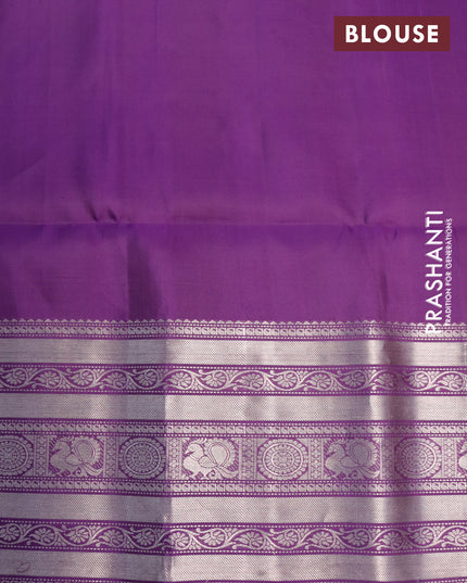 Pure soft silk saree grey shade and violet with allover silver zari woven annam butta weaves and long silver zari woven border