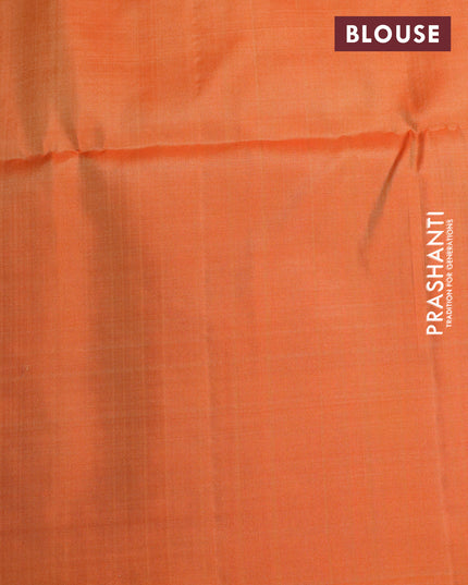 Pure soft silk saree sandal and orange with allover silver zari weaves and silver zari woven border