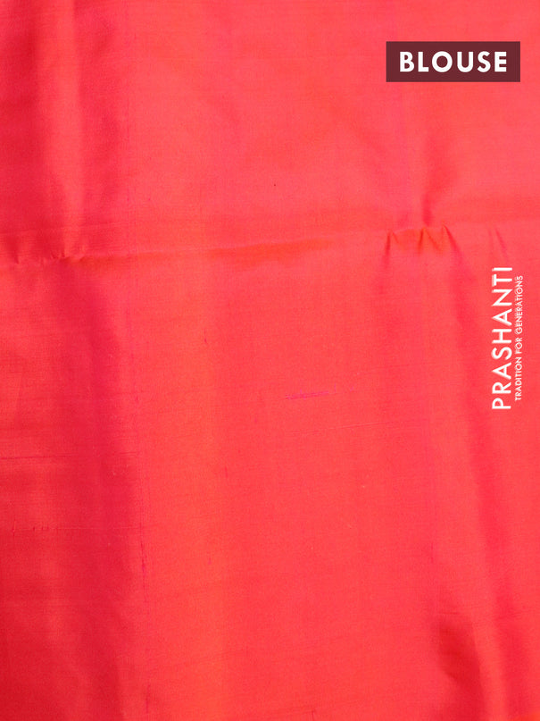Pure soft silk saree black and dual shade of pinkish orange with plain body and ganga jamuna border