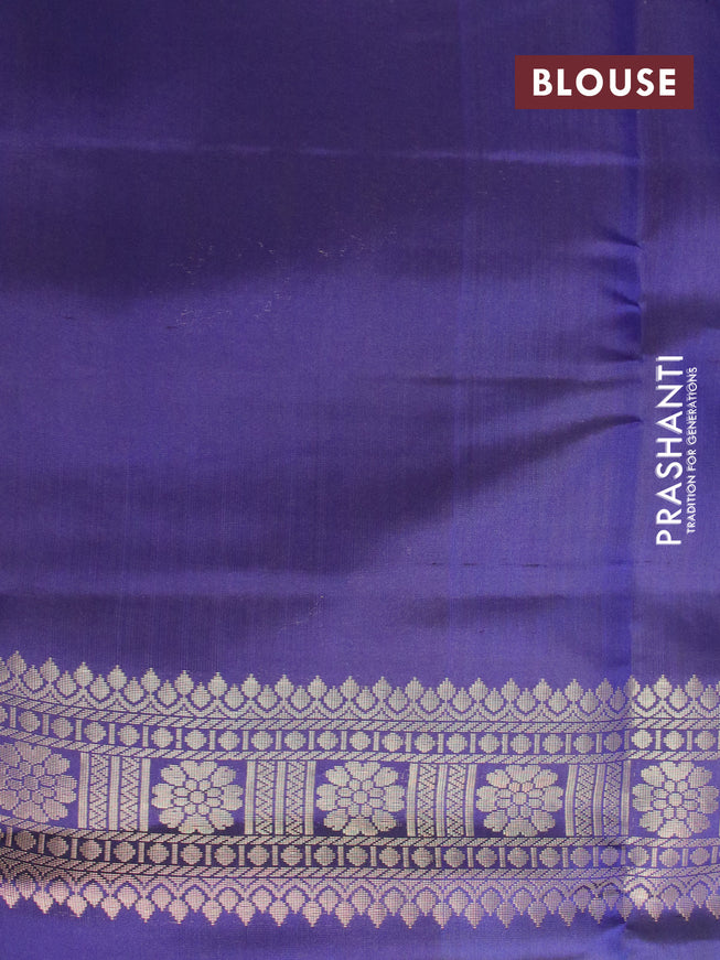 Pure soft silk saree fluorescent green and blue with allover small zari checks & buttas and long zari woven border