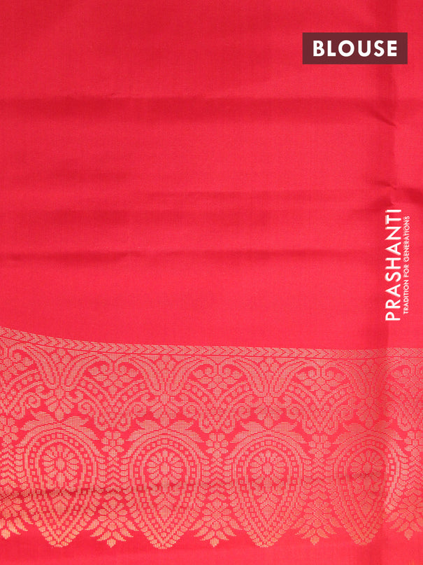 Pure soft silk saree lime yellow and red with allover small zari checks & buttas and long zari woven border