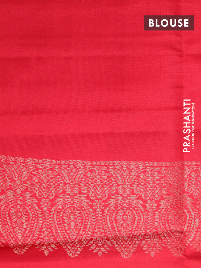 Pure soft silk saree deep wine shade and red with allover small zari checks & buttas and long zari woven border