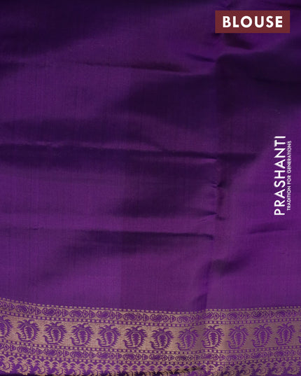 Pure soft silk saree cs blue and violet with allover small zari checks & buttas and long zari woven border