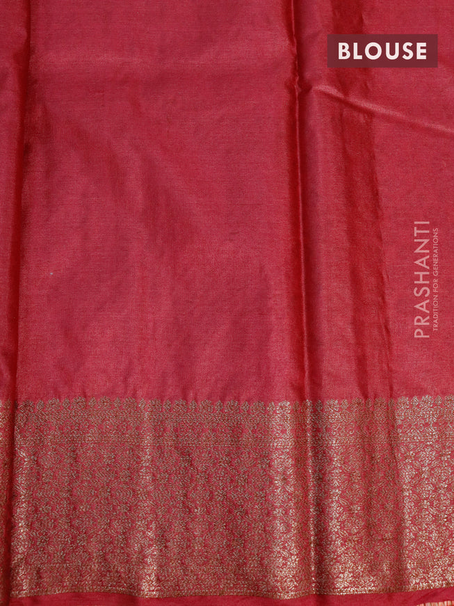 Banarasi tussar silk saree sandal and maroon with allover thread & zari woven buttas and woven border