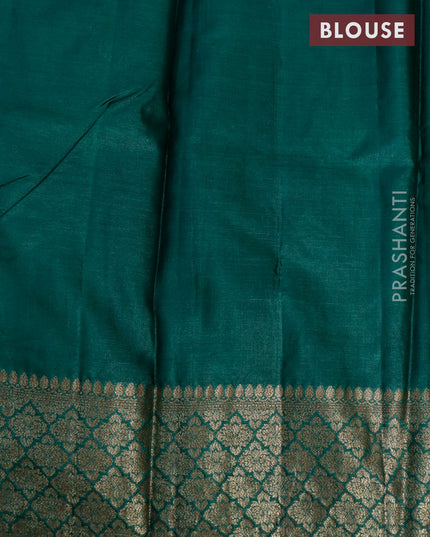 Banarasi tussar silk saree dark pink and green with thread & zari woven buttas and woven border