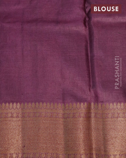 Banarasi tussar silk saree green and wine shade with thread & zari woven buttas and woven border
