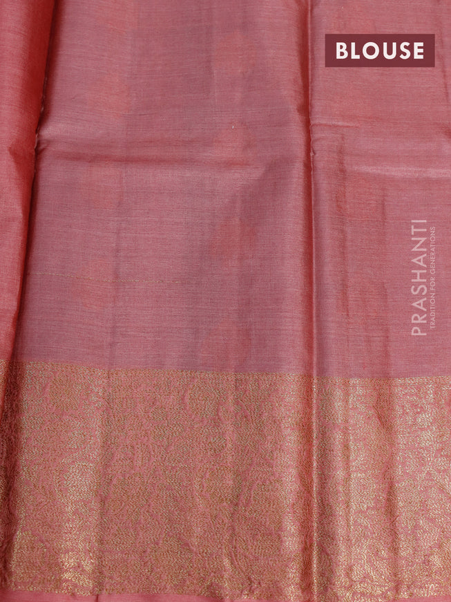 Banarasi tussar silk saree pastel blue and maroon shade with thread & zari woven buttas and woven border