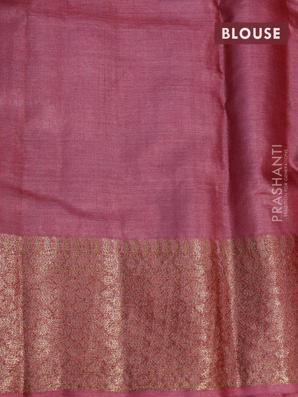Banarasi tussar silk saree grey shade and maroon shade with thread & zari woven buttas and woven border
