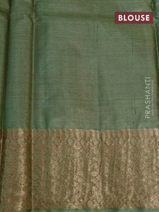 Banarasi tussar silk saree maroon shade and green with thread & zari woven buttas and woven border