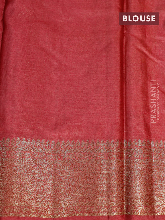 Banarasi tussar silk saree sandal and maroon with thread & zari woven buttas and woven border