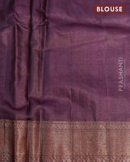 Banarasi tussar silk saree green and deep wine shade with allover thread & zari weaves and woven border
