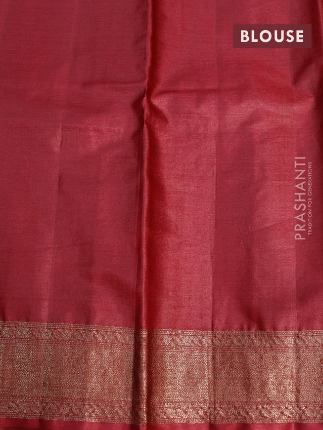 Banarasi tussar silk saree beige and maroon with allover thread & zari weaves and woven border