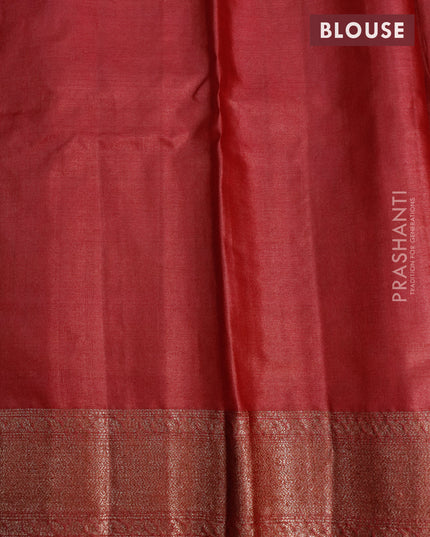 Banarasi tussar silk saree blue and maroon with allover thread & zari weaves and woven border