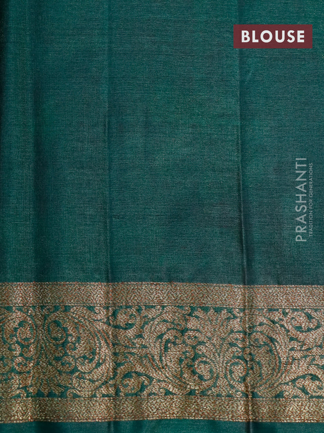 Banarasi tussar silk saree dark pink and green with thread & zari woven buttas and woven border