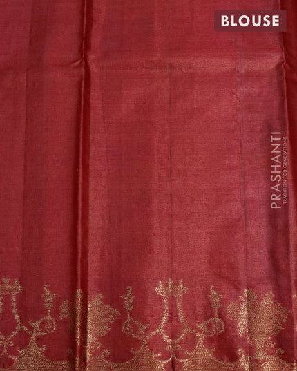 Banarasi tussar silk saree blue and maroon with thread & zari woven buttas and woven border