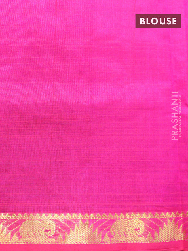 Silk cotton saree deep maroon and pink with plain body and small zari woven border