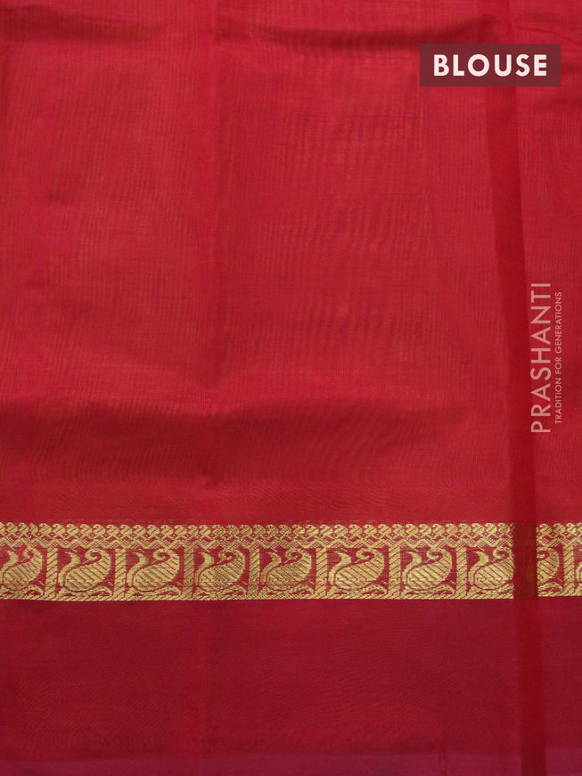 Silk cotton saree mango yellow and maroon with plain body and zari woven simple border