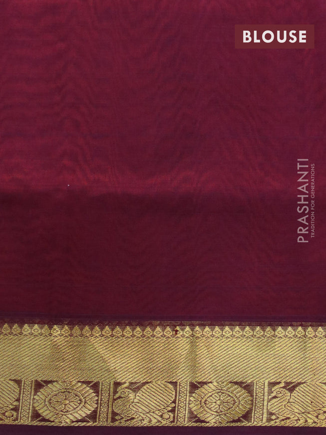 Silk cotton saree rustic orange and wine shade with plain body and zari woven border