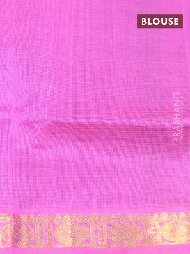 Silk cotton saree black and light pink with plain body and small zari woven border