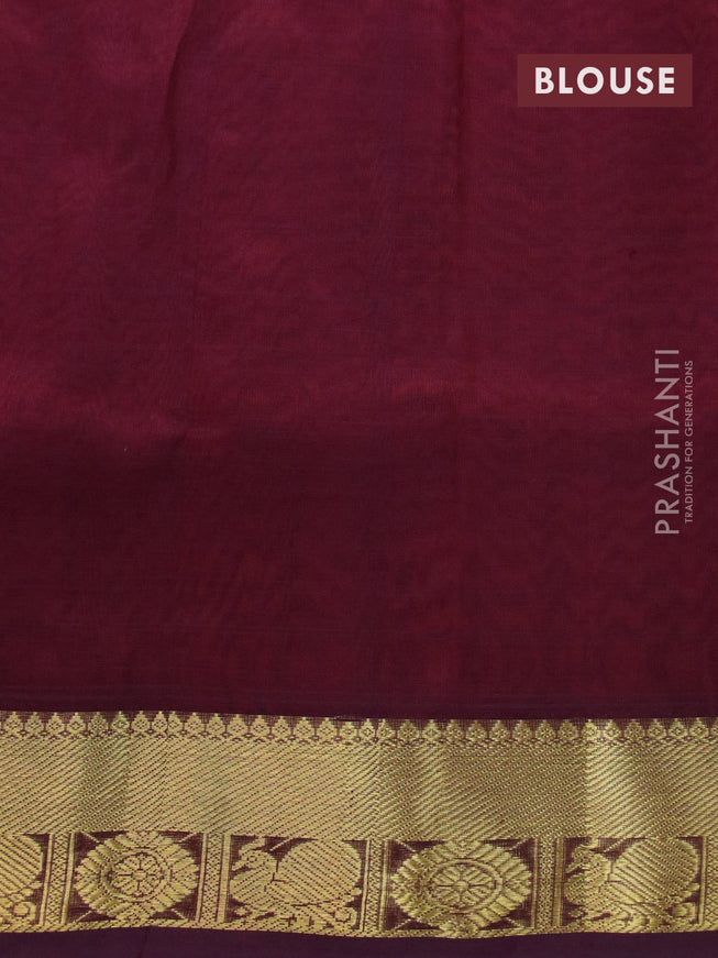 Silk cotton saree rust shade and deep wine shade with plain body and zari woven border