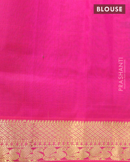 Silk cotton saree light green and pink with plain body and zari woven border