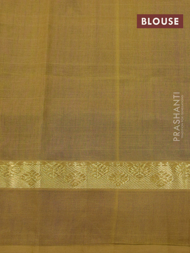 Silk cotton saree purple and mehendi green with plain body and zari woven simple border