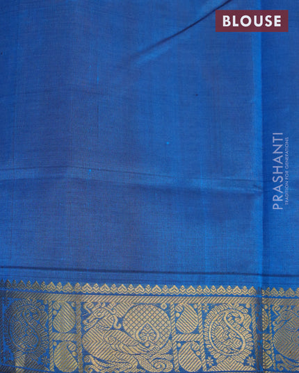 Silk cotton saree mustard yellow and peacock blue with plain body and zari woven border