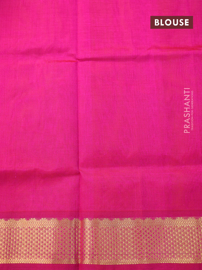 Silk cotton saree dual shade of pinkish orange and pink with plain body and zari woven border