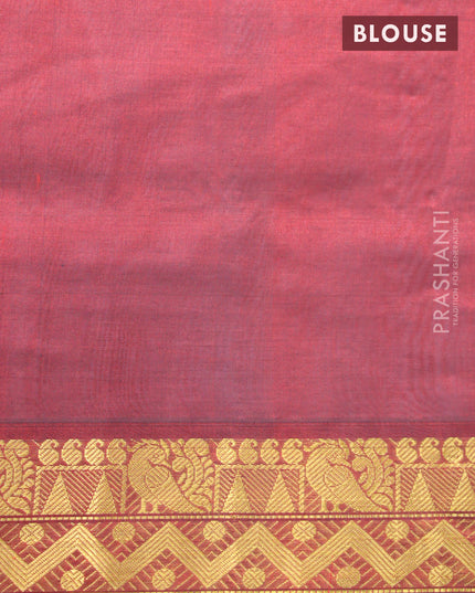 Silk cotton saree grey and maroon with plain body and zari woven border