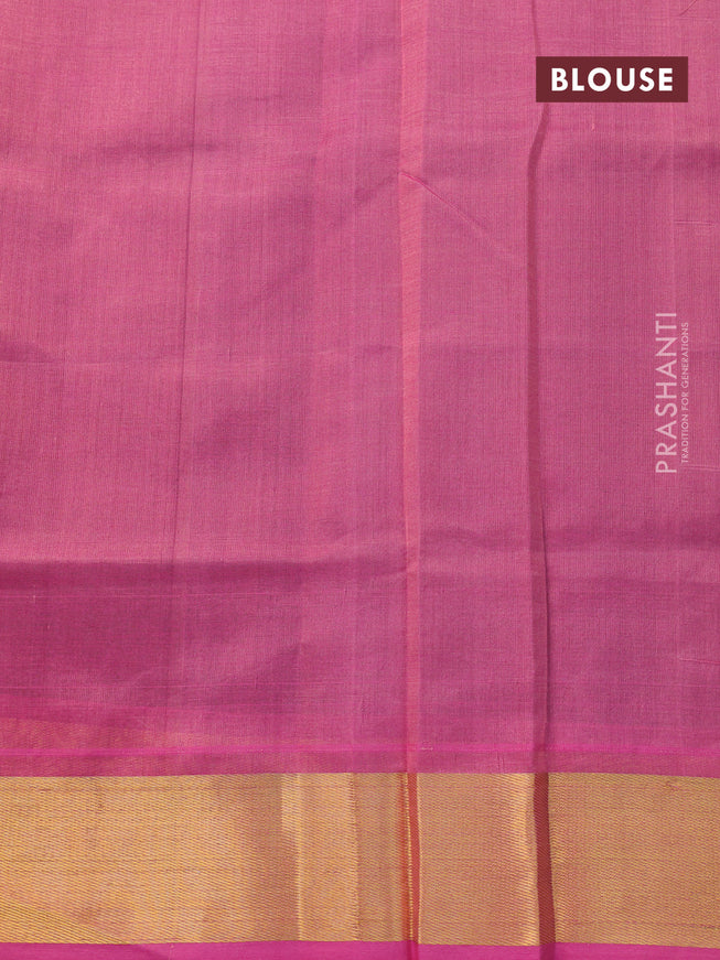 Silk cotton saree coffee brown and pastel pink with plain body and zari woven border