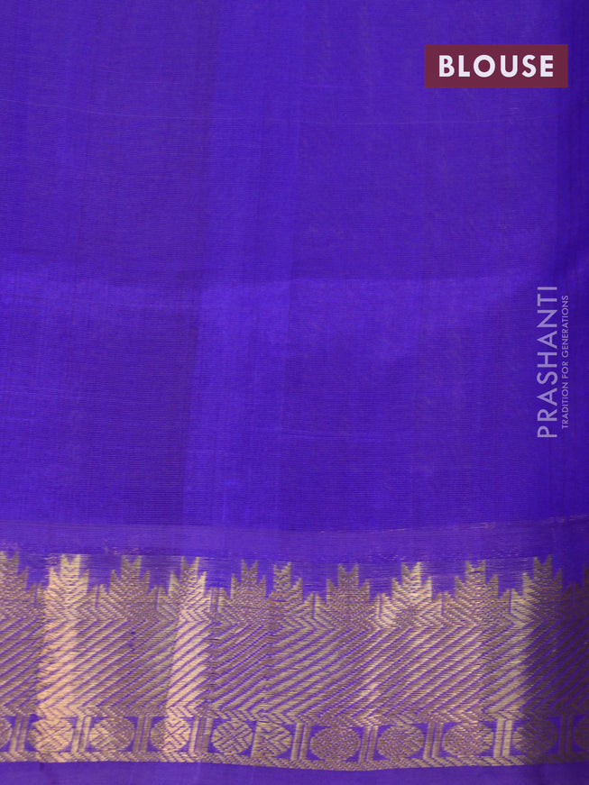 Silk cotton saree lime yellow and blue with plain body and zari woven border