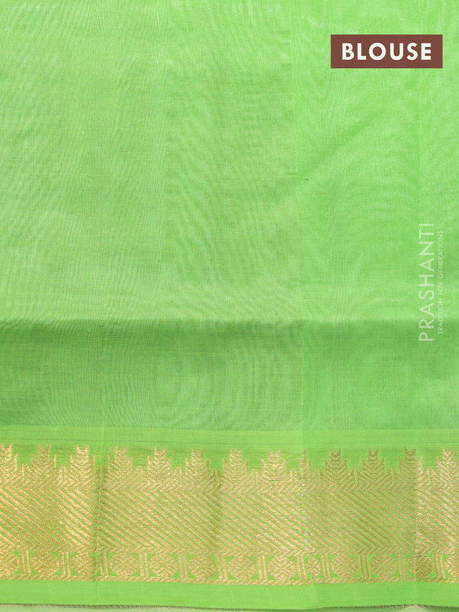 Silk cotton saree grey and light green with plain body and zari woven border