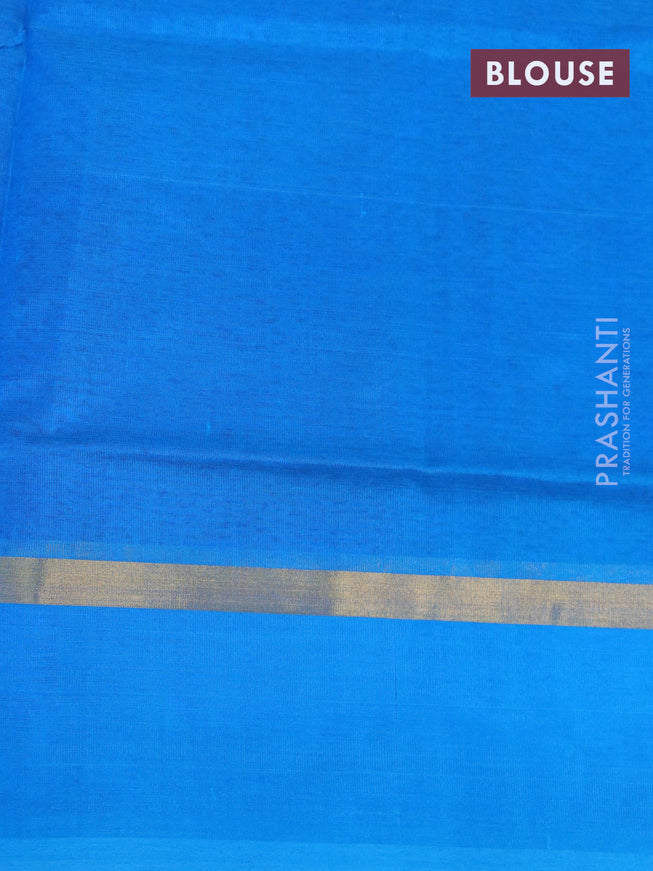 Silk cotton saree blue and cs blue with plain body and zari woven simple border