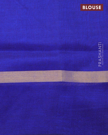 Silk cotton saree pink shade and blue with plain body and zari woven simple border
