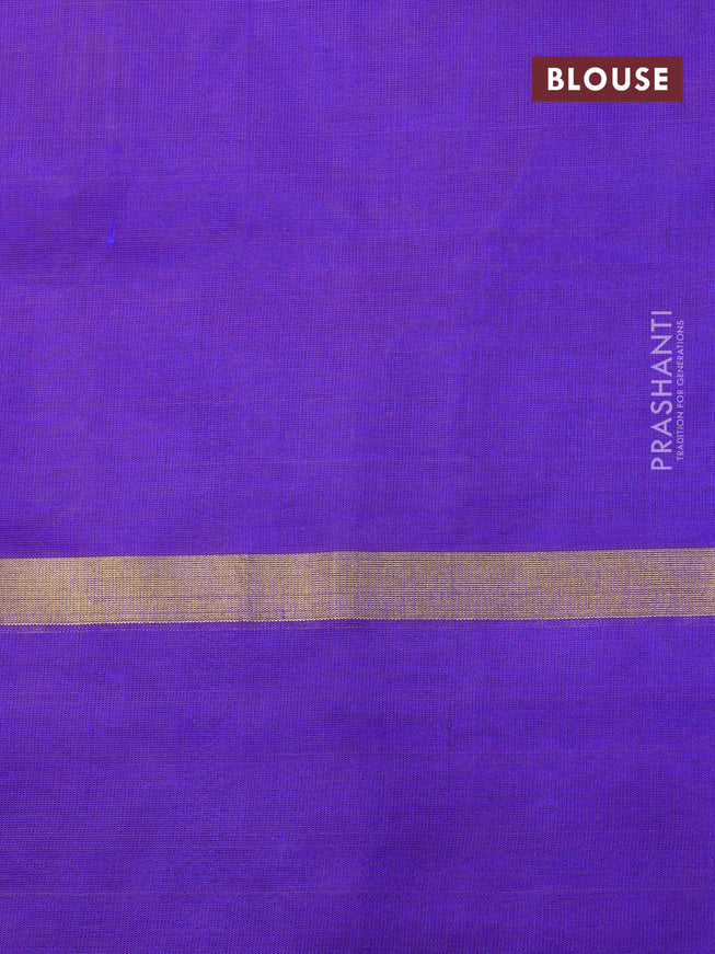Silk cotton saree sandal and violet with plain body and zari woven simple border