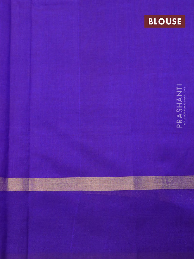 Silk cotton saree yellow and blue with plain body and zari woven simple border