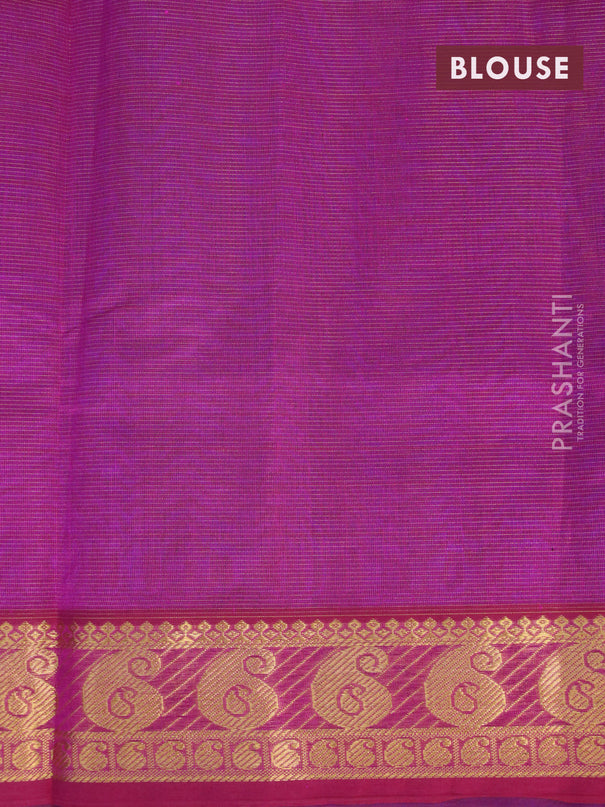 Silk cotton saree blue and purple with allover vairaosi pattern and zari woven border