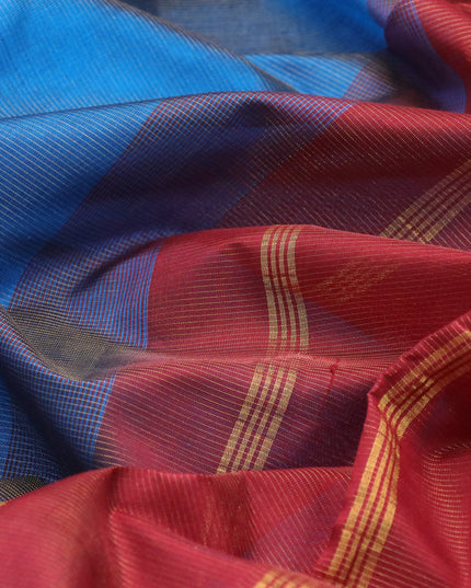 Silk cotton saree peacock blue and maroon with allover vairaosi pattern and zari woven border