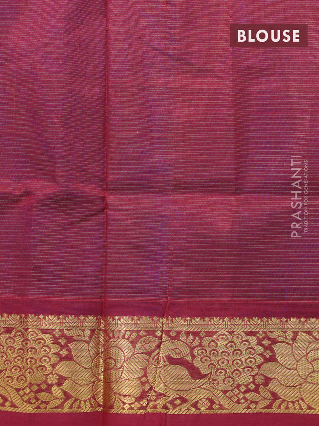 Silk cotton saree blue and maroon with allover vairaosi pattern and zari woven border
